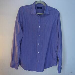 VINCE Men's Plaid Purple/Black Button Down Shirt Long Sleeve Size L
